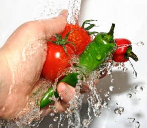 Vegetables being washed
